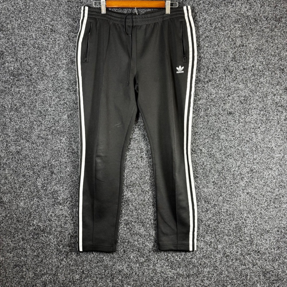 Adidas Originals Beckenbauer Track Pants Black White 3-Stripe Joggers Mens Large